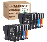 NSWPJTJVU Cartucho de Tinta Compatible con LC980 LC1100 LC975 LC990 DCP-145C DCP-165C DCP-395CN DCP-585CW DCP-6690CW MFC-250C MFC-J615W(6pcs(C2M2Y2))