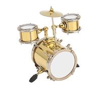 NSXAYIWE Modelo de tambor de cobre en miniatura con mano de obra exquisita, juego de tambor decorativo para casa de muñecas, adorno musical de cobre ligero para el hogar,