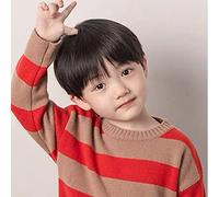 NSXAYIWE Peluca Para Niño, Pelucas Cómodas Y Resistentes Al Calor Con Cabeza De Repuesto De Pelo Negro Corto Con Flequillo, Pelucas Completas De Pelo Liso Para Hombres Fáciles De Mantener