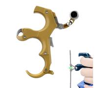 NSXVIF Disparador para Arco Compuesto, Disparador de Pulgar de 3-4 Dedos, Accesorios para Adultos y Jóvenes Caza, Tiro y Entrenamiento(Yellow(Copper),Left)