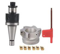 NT30 - FMB27 - Soporte para portabrocas con BAP400R - 80-27 - Fresa de cara de 6 flautas e insertos de fresado APMT1604 para mecanizado CNC, sistema de fresado rígido de alta precisión (NT30-FMB27+80