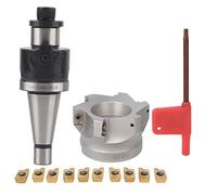 NT30 - FMB27 - Soporte para portabrocas con BAP400R - 80-27 - Fresa de cara de 6 flautas e insertos de fresado APMT1604 para mecanizado CNC, sistema de fresado rígido de alta precisión (NT30-FMB27+80