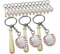 NTALJC 16pcs llaves de béisbol con temas deportivos anillos clave para niños favores colgantes deportivos diseño liviano para gestión de claves