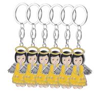 NTALJC 6 llaveros de ángel amarillo para fiesta de bautismo, llaveros colgantes para bolsa y mochila, decoraciones colgantes para mujer