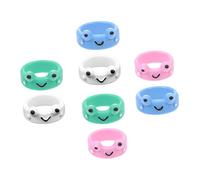 NTALJC 8pcs adorables anillos de dedo de rana de dibujos animados lindos anillos decorativos de plástico para pequeños dedos para fiestas joyas de moda para mujeres