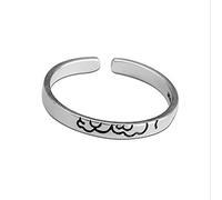 NTALJC Anillo abierto de plata de ley para mujer, anillo muaré, estilo minimalista, anillos de literatura creativa para hombres y mujeres, talla única, metal precioso, gema preciosa