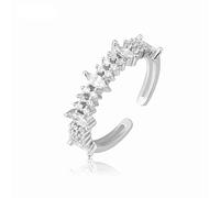 NTALJC Anillo abierto de plata de ley para mujer, anillos de circonita cúbica, minimalista, joyería de boda