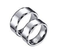 NTALJC Anillo de carburo de tungsteno para mujer, anillos de joyería de moda para mujer, anillo de plata de 8mm, borde multifacético para parejas amantes