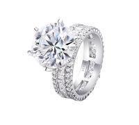 NTALJC Anillos de boda de moissanita de 5 quilates para mujer, anillos de compromiso de oro blanco de 14 quilates/18 quilates con moissanita de corte redondo, P 1/2