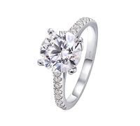 NTALJC Anillos de compromiso Moissanite para ella, anillos de compromiso sencillos y elegantes, redondos, de oro blanco de 2 quilates