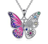 NTALJC Animal Necklace Silver Moth/Cat/Owl/Butterfly Abalone Pendant Charm Necklace Animal Jewellery for Women Girls
