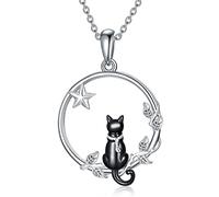 NTALJC Animal Necklace Silver Moth/Cat/Owl/Butterfly Abalone Pendant Charm Necklace Animal Jewellery for Women Girls