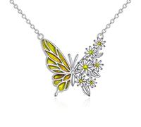 NTALJC Animal Necklace Silver Moth/Cat/Owl/Butterfly Abalone Pendant Charm Necklace Animal Jewellery for Women Girls