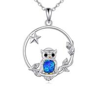 NTALJC Animal Necklace Silver Moth/Cat/Owl/Butterfly Abalone Pendant Charm Necklace Animal Jewellery for Women Girls