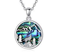 NTALJC Animal Necklace Silver Wolf/Turtle/Bunny/Butterfly Abalone Pendant Charm Necklace Animal Jewellery for Women Girls
