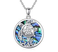 NTALJC Animal Necklace Silver Wolf/Turtle/Bunny/Butterfly Abalone Pendant Charm Necklace Animal Jewellery for Women Girls