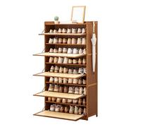 NTALJC Bamboo Shoe Cabinet - Space Saving Rack with Flaps & 2 Hooks for Hallway & Living Room, Eco-Friendly Design, Stylish Entryway - Width 33cm