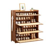 NTALJC Bamboo Shoe Cabinet - Space Saving Rack with Flaps & 2 Hooks for Hallway & Living Room, Eco-Friendly Design, Stylish Entryway - Width 33cm