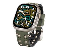 NTALJC Banda de reloj de cuero genuina compatible con correas de cuero ultra 49 mm de cuero con correas de aceite áspero para hombres hechos a mano de granos compatibles con iWatch Ultra/Ultra 2