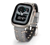 NTALJC Banda de reloj de cuero genuina compatible con correas de cuero ultra 49 mm de cuero con correas de aceite áspero para hombres hechos a mano de granos compatibles con iWatch Ultra/Ultra 2