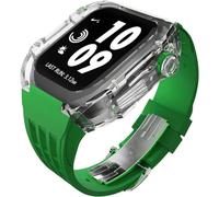 NTALJC Caja de reloj transparente Glacier de lujo + Kit de modificación de correa de reloj de goma, para banda Ultra 8 7 6 5 4 SE 44mm 45mm 49mm actualización DIY