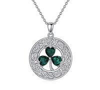 NTALJC Campo Clover Silver Celtic Knot Shamrock collares con joyas de la suerte de la suerte de la suerte del día de la suerte del día para mujeres