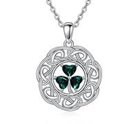 NTALJC Campo Clover Silver Celtic Knot Shamrock collares con joyas de la suerte de la suerte de la suerte del día de la suerte del día para mujeres