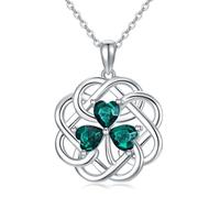 NTALJC Campo Clover Silver Celtic Knot Shamrock collares con joyas de la suerte de la suerte de la suerte del día de la suerte del día para mujeres
