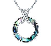 NTALJC Clover Necklace Silver Four Leaf Clover Necklace Abalone Pendant for Women Girls