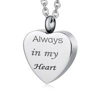 NTALJC Colgante para mujer, corazón, urna de acero inoxidable, colgante conmemorativo para hombre, con kit de embudo y bolsa