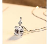 NTALJC Collar con Colgante de Piedra de Corte Esmeralda Blanca/Humo para Mujer, Cadena Fina 925