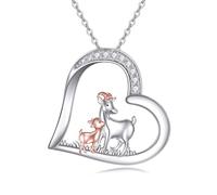 NTALJC Collar con colgante de plata de vaca, perro, zorro, león, cabra, llama, mono, flamenco, dinosaurio, corazón de animal, para mujeres, niñas, adolescentes, regalo de cumpleaños