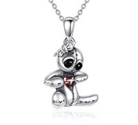 NTALJC Collar de muñecas plateado lindo muñeca con collar colgante de arco regalos de joyería de corazón rojo para mujeres niñas