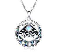 NTALJC Collar de plata con colgante de animal, polilla, gato, búho, mariposa, abulón, joyería de animales para mujeres y niñas