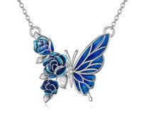 NTALJC Collar de plata con colgante de animal, polilla, gato, búho, mariposa, abulón, joyería de animales para mujeres y niñas