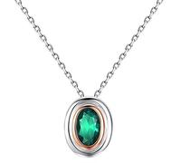 NTALJC Collar de plata de ley para mujeres y niñas, collar con colgante clásico de circonita cúbica verde ovalada