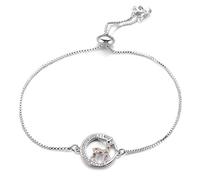 NTALJC Cute Elk Deer Charm Pulsera Animal Slider Cadena Cubbica Circonita Round Pulsera para Mujer Niña, A