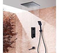 NTALJC Ducha Digital Negra Ducha Tipo Lluvia montada en la Pared Grifo Mezclador con Pantalla Digital de 3 vías Caño Giratorio para bañera Ducha de baño, 10 en Juego Completo, 20 en Juego Completo
