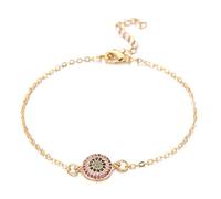 NTALJC Exquisita pulsera con dije de mal de ojo, pulsera de eslabones de cadena de circonita cúbica para mujeres y mujeres, regalo de cumpleaños a la moda, A, A