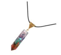 NTALJC Gargantilla colorida con colgante de chakra de piedra rugosa para mujer, collar de meditación con piedras preciosas y cordón de cuero