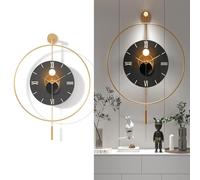 NTALJC Large Wall Clocks for Living Room Decor,Wall Clocks for Living Room Decor,Classical Metal Minimalist Roman Numeral Dial,Big Decorative Farmhouse Pendulum Wall Clock,D:60CM,Gold