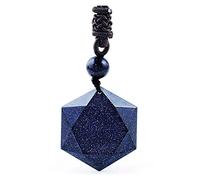 NTALJC Necklaces Blue Sand Hexagram & Pendants ObsidiaStar of David Pendant Love Crystal Party Gifts (Metal Color : Obsidian-Blackchain) (A sandABrownchain)