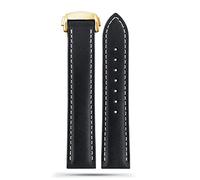 NTALJC Omega 300 150 007 AT150 Brown Watchband Bracelet Deployant Clasp 19mm 20mm 21mm Italian Strap (Color : A Blue-Silver, Size : 20mm)