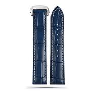 NTALJC Omega 300 150 007 AT150 Brown Watchband Bracelet Deployant Clasp 19mm 20mm 21mm Italian Strap (Color : A Blue-Silver, Size : 20mm)