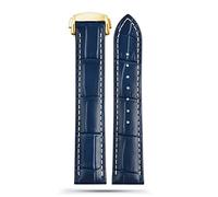 NTALJC Omega 300 150 007 AT150 Brown Watchband Bracelet Deployant Clasp 19mm 20mm 21mm Italian Strap (Color : A Blue-Silver, Size : 20mm)