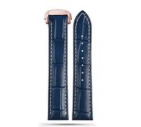 NTALJC Omega 300 150 007 AT150 Brown Watchband Bracelet Deployant Clasp 19mm 20mm 21mm Italian Strap (Color : A Blue-Silver, Size : 20mm)