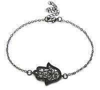 NTALJC Pulsera de moda hecha a mano con circonita negra y cadena de eslabones para mujeres y hombres, A