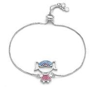 NTALJC Pulsera familiar con cadena deslizante de cristal para niños y niñas, para amantes de los enamorados, para mujer, A