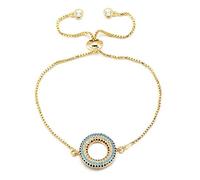 NTALJC Pulsera redonda para mujer, color rosa, ajustable, con cristales de circonita, para mujer, A