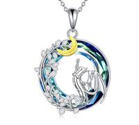 NTALJC Rana/tigre/axolotl/colibrí/pingüino/gato/hipopótamo/collar colgante colgante de plata
